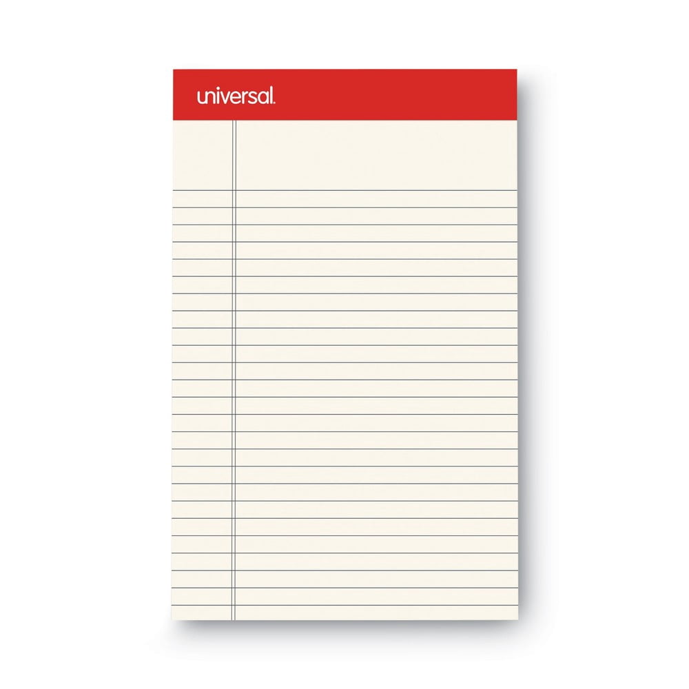 Universal UNV35852 50-Sheet 5 in. x 8 in. Colored Perforated Writing Pads - Narrow Rule, Ivory (1 Dozen)