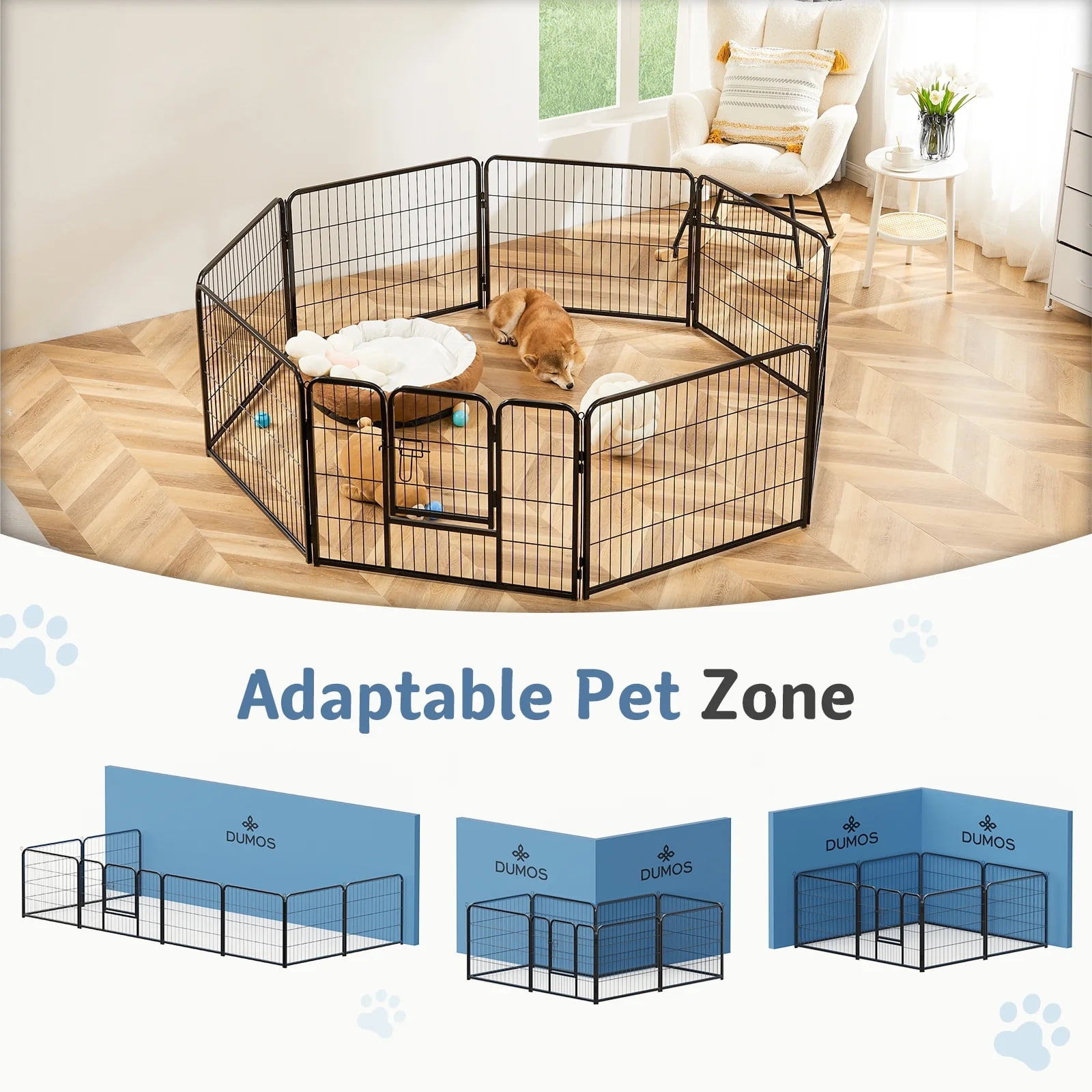 GIANNA Indoor Dog Playpen - Stress-Free and Safe Play, 32 Inch 8 Panels for Small and Medium Dogs