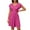 Hot Pink, variant on Casual Dress for Women, Women's Summer Solid V Neck Button Waist Elastic Short Sleeved Dress plus Size Maxi Dress