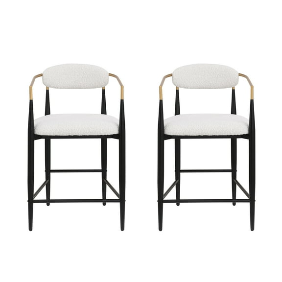 Barnes Modern Glam Beige, Black, & Gold Colored Cushioned Counter Stool