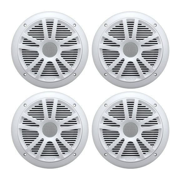 BOSS Audio MR6W 6.5" 360W Dual Cone Marine/Boat Speakers Stereo, White (4 Pack)
