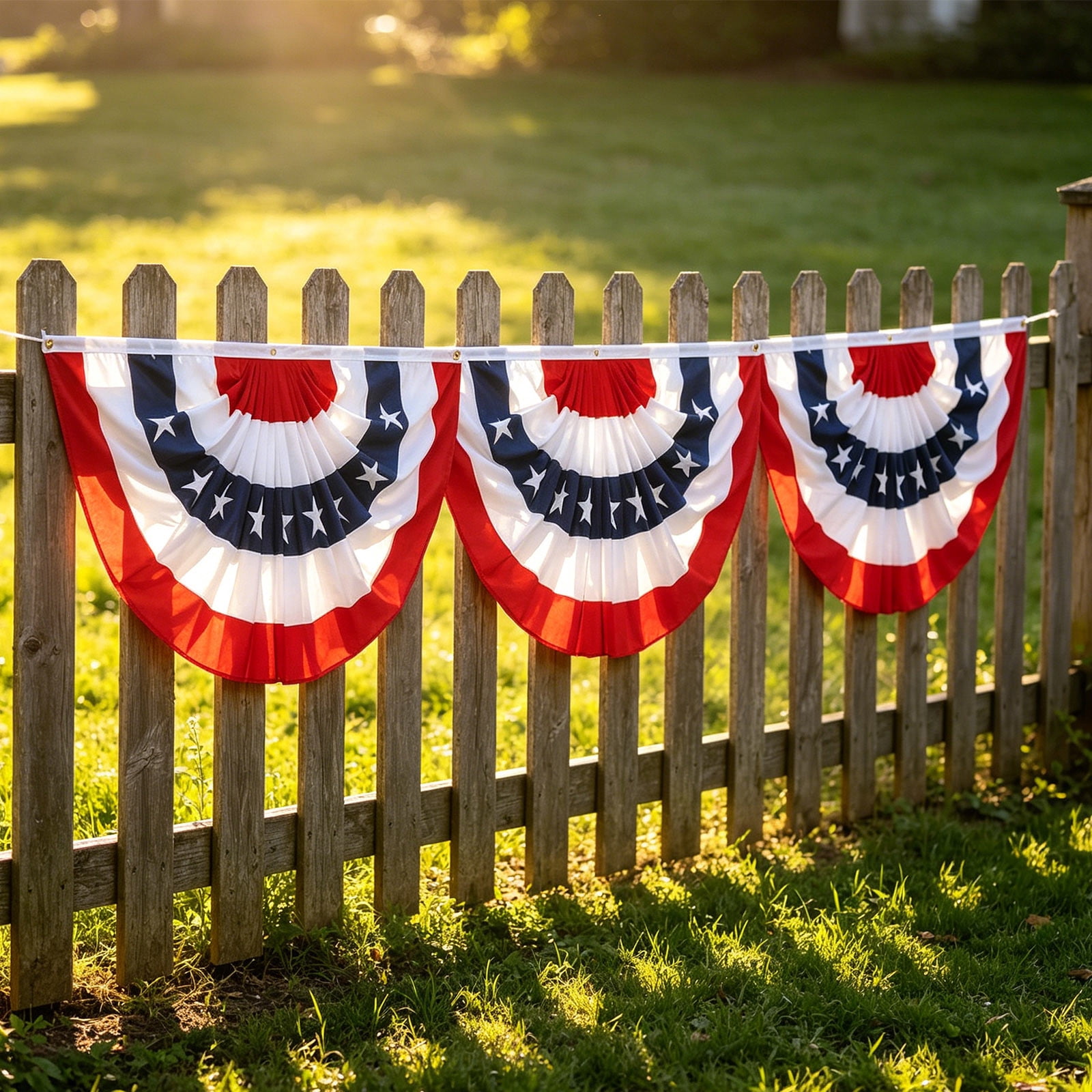 American Flag Bunting, 2x4ft Fourth of July Bunting Patriotic Memorial Day Decor, Red White and Blue USA Flag Pleated Fan Flag,American Flag Banners for Porch