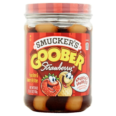(3 Pack) Smucker's Goober Peanut Butter & Strawberry Jelly Stripes, 18