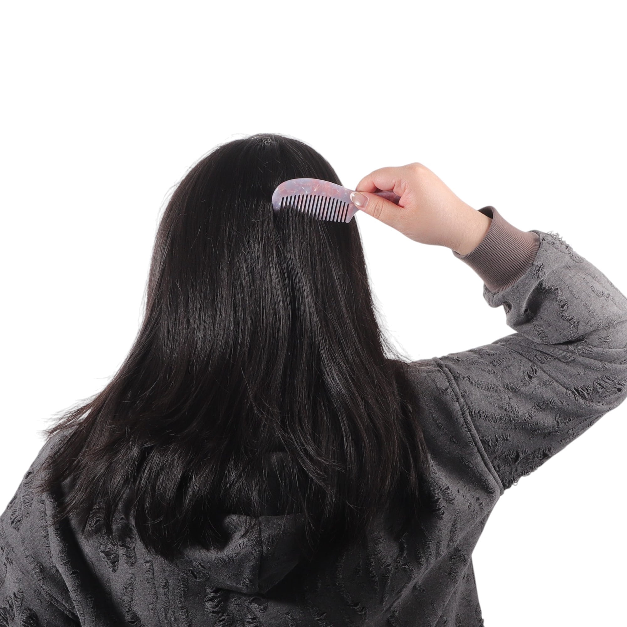 Unique Bargains 1 Pc Marble Texture Large Tooth Comb Cherry Blossom Pink