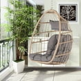 thumbnail image 2 of Syngar Swing Egg Chair, Wicker Hanging Chair with Hanging Chains and Cushion, Heavy Duty Frame, for Indoor/Outdoor, Patio, Poolside, Balcony, Bedroom, 360 lbs Capacity, Gray, 2 of 10