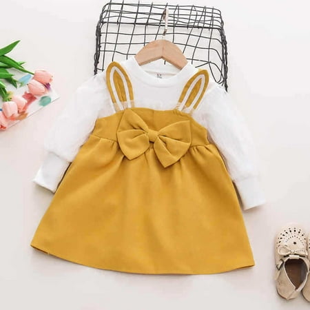 

Hunpta Toddler Girls Winter Long Sleeve Puff Sleeve Tops Rabbit Ears Bowknot Dress Princess Dress Outfits