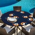 thumbnail image 6 of Navy Blue Soccer Round Tablecloth 45-54 Inch Round Fitted Table Cloth with Elastic Edge, Orange Blue Football Sports Waterproof Table Cover Protector for Outdoor Picnic Party Dining, 6 of 9