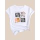 thumbnail image 3 of Camiseta de mujer verano Patrón de Corazón cuello redondoWomen's Casual Crew Neck T-Shirt with Sparkling Stars and Heart Print, 100% Polyester Knit Fabric, Medium Stretch, Fashionable Short Sleeve T, 3 of 7