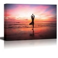 thumbnail image 1 of Canvas Prints Wall Art - Young Woman Yoga Practice at the Seaside at Sunset | Modern Wall Decor/ Home Decor Gallery Wraps Giclee Print & Wood Framed. Ready to Hang - 12" x 18", 1 of 3