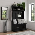 thumbnail image 2 of Woodland 40W Hall Tree and Shoe Bench with Doors in Black Oak - Engineered Wood, 2 of 7