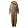 thumbnail image 3 of WOYY Toddler Girls Onesie Hooded Romper Soft Warm Winter Zipper Jumpsuit, Sizes 4-5T, 3 of 4