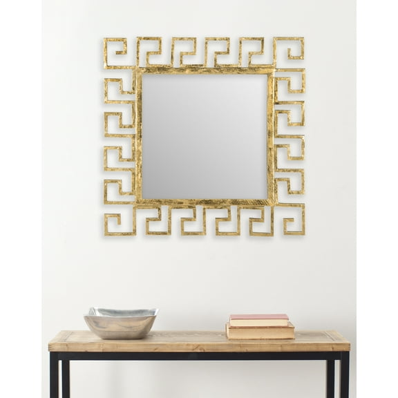 SAFAVIEH 15" x 15" Calliope Greek Key Mirror, Antique Gold