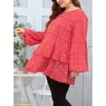 thumbnail image 4 of LovelyWholesale Long Sleeve Round Neck Dot Print Layered Cascading Women's Plus Blouse, 4 of 5