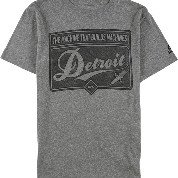 Reebok Mens The Machine That Built Machines Graphic T-Shirt, Grey, Large