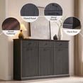 thumbnail image 5 of Aitjunz Modern Triple Tilt Out Trash Can Cabinet with 3 Drawers, Fluted Wooden Kitchen Cabinet w/ 20 Gallon Hidden Trash Can Cabinet, Gray, 5 of 10