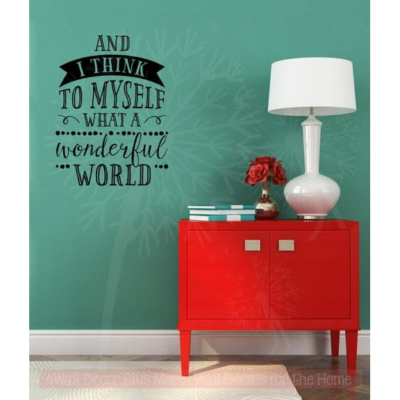 Inspirational Wall Decal What a Wonderful World Vinyl Art Letter Stickers 23x17 Black