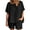 Black, variant on tasrioml Women's Cotton Linen 2-Piece Outfit Short Sleeve Crewneck Pullover Top And Shorts Set with Pockets Summer Casual Loungewear Tracksuit