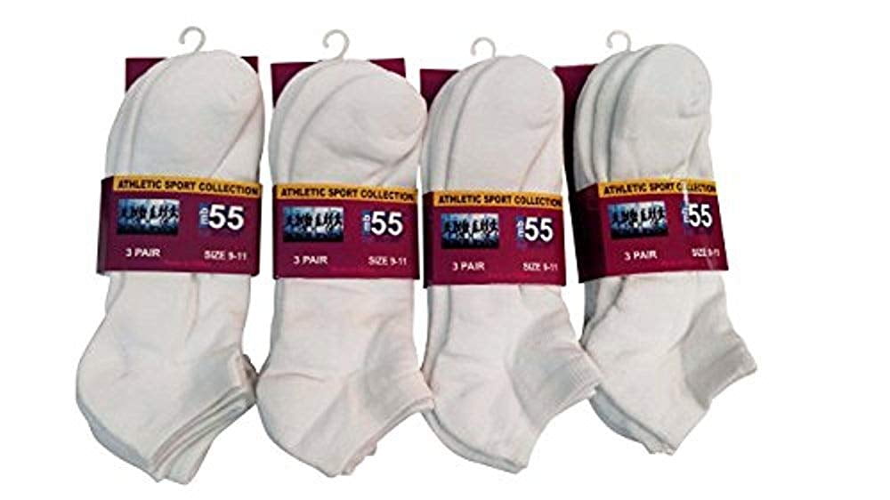 Socks'nBulk 12 Pairs Womens White Low Cut Cotton Sport Ankle Socks, 9