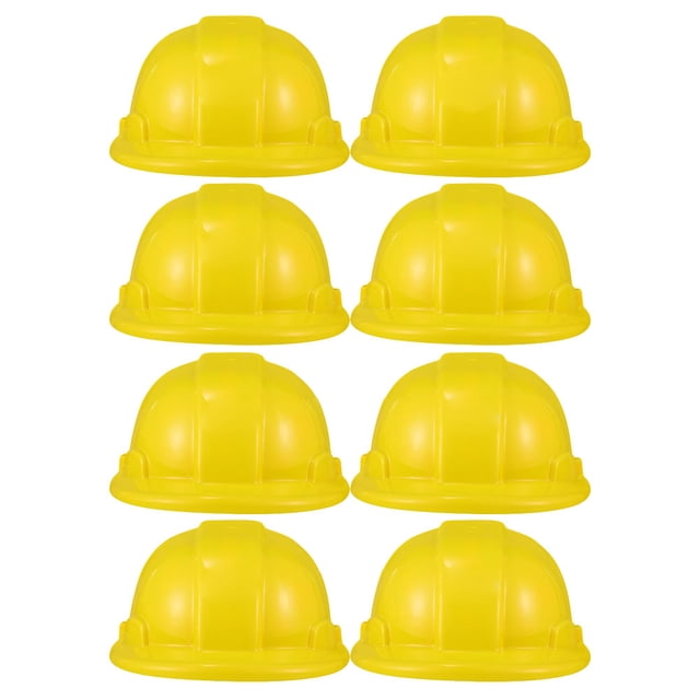 8 gorros de plástico amarillos para fiesta de construcción infantil