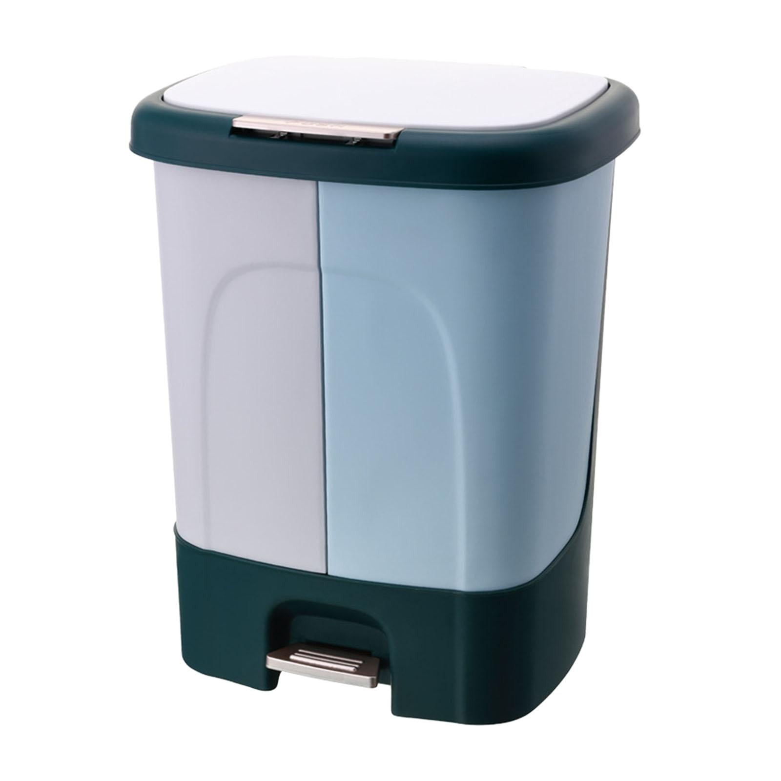 38L Rubbish Capacity Trash Garbage Can Dry and Wet Separation Trash Can Vertical Waste Separation System with Wheels Recycling Pedal Bin for Kitchen Waste with Large Recycle Compartments 