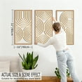 thumbnail image 6 of HPNIUB Boho Wooden Framed Wall Art Mid-Century Modern Abstract Geometric Decor Minimalist Set of 3 for Living Room Bedroom Office 16x32 Inch, 6 of 11