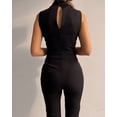 thumbnail image 3 of Sleek and Stylish Women's Button-Down V-Neck Sleeveless Jumpsuit for Spring and Summer, 3 of 3