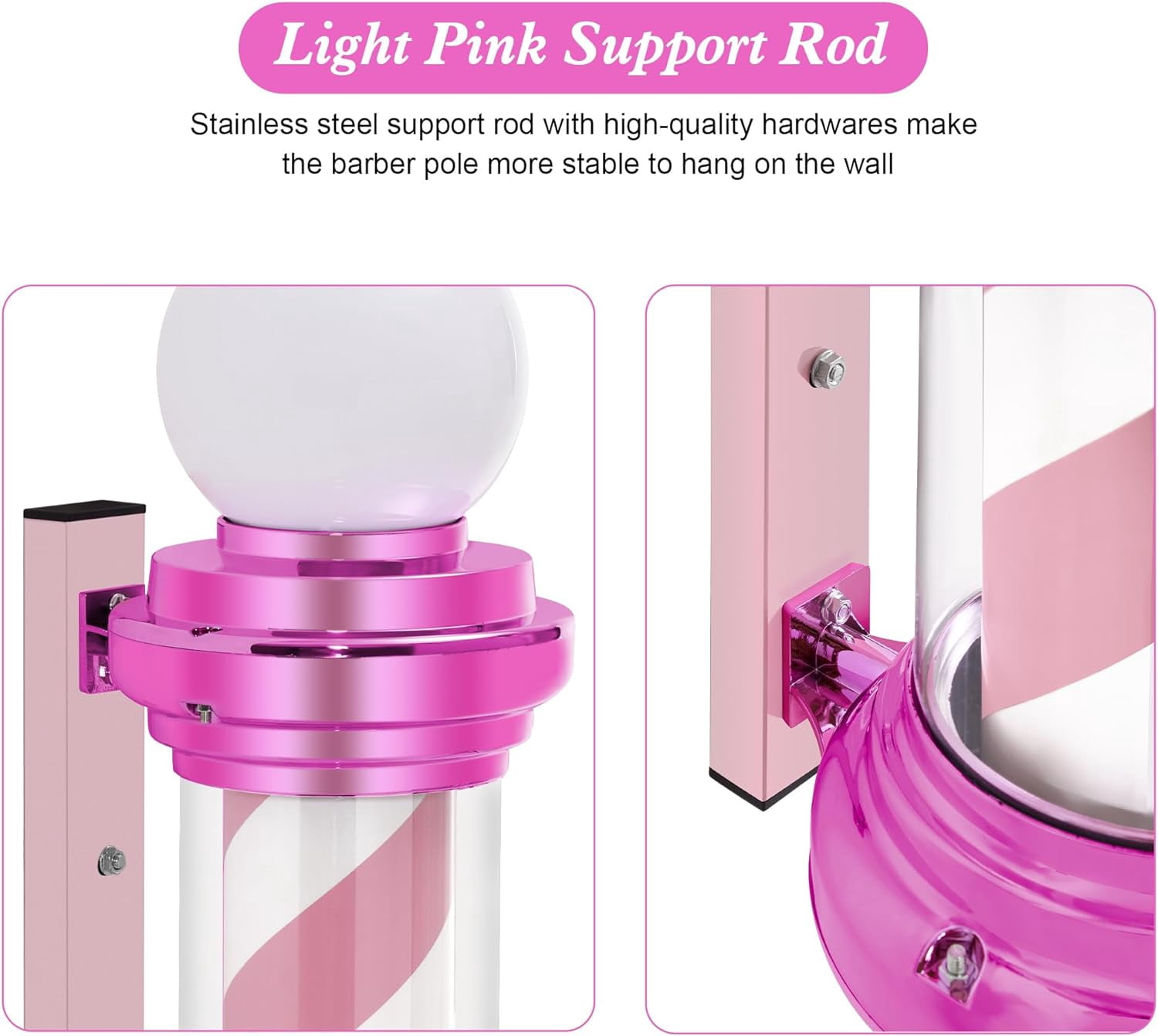 BarberPub Barber Pole with LED, Salon Spa Stripes Rotating Lamp, Barbershop Open Sign L018