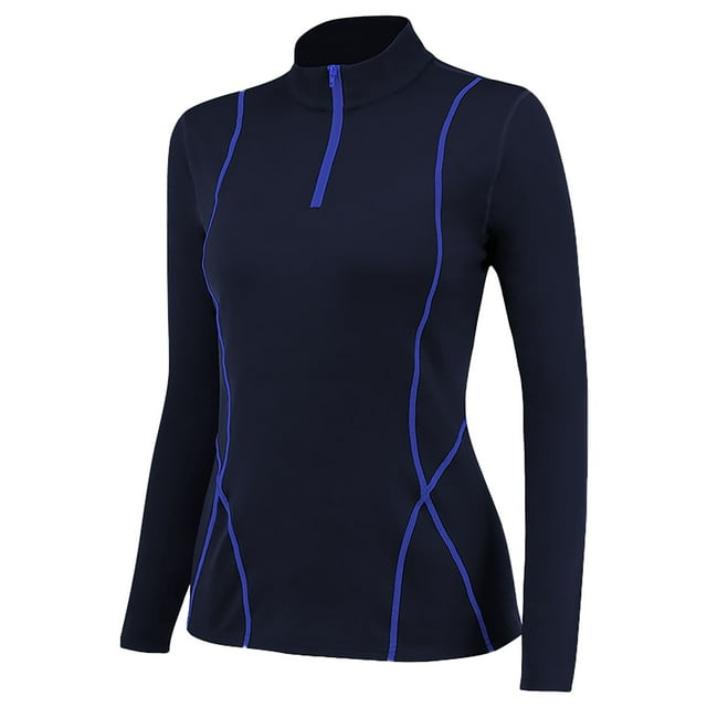 Camiseta deportiva de manga larga para mujer para yoga: cuello alto con cremallera, corte ajustado, tejido de poliéster transpirable, blusa para correr y hacer ejercicio