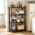 thumbnail image 5 of GARITIN Storage Shelves, 4 Tier Foldable Rolling Storage Rack with Wheels, No Assembly Metal Organizer Shelf for Garage, Kitchen, Basement, Pantry, Black, 5 of 7