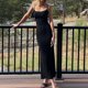 thumbnail image 1 of Vestido Largo Con Cola De Pez Vestido ajustado sin espalda Estilo de salón sexy Traje diario de color sólido (Negro L) Kuymtek para Mujer Negro T XXL, 1 of 8