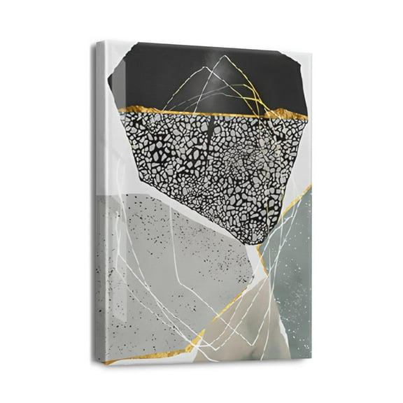 Exquisite 12X16in Abstract Leaves Canvas Wall Art Ideal for Family Wall Decorations in Living Room & Bedroom - Modern Black Paintings for Elegant Spaces