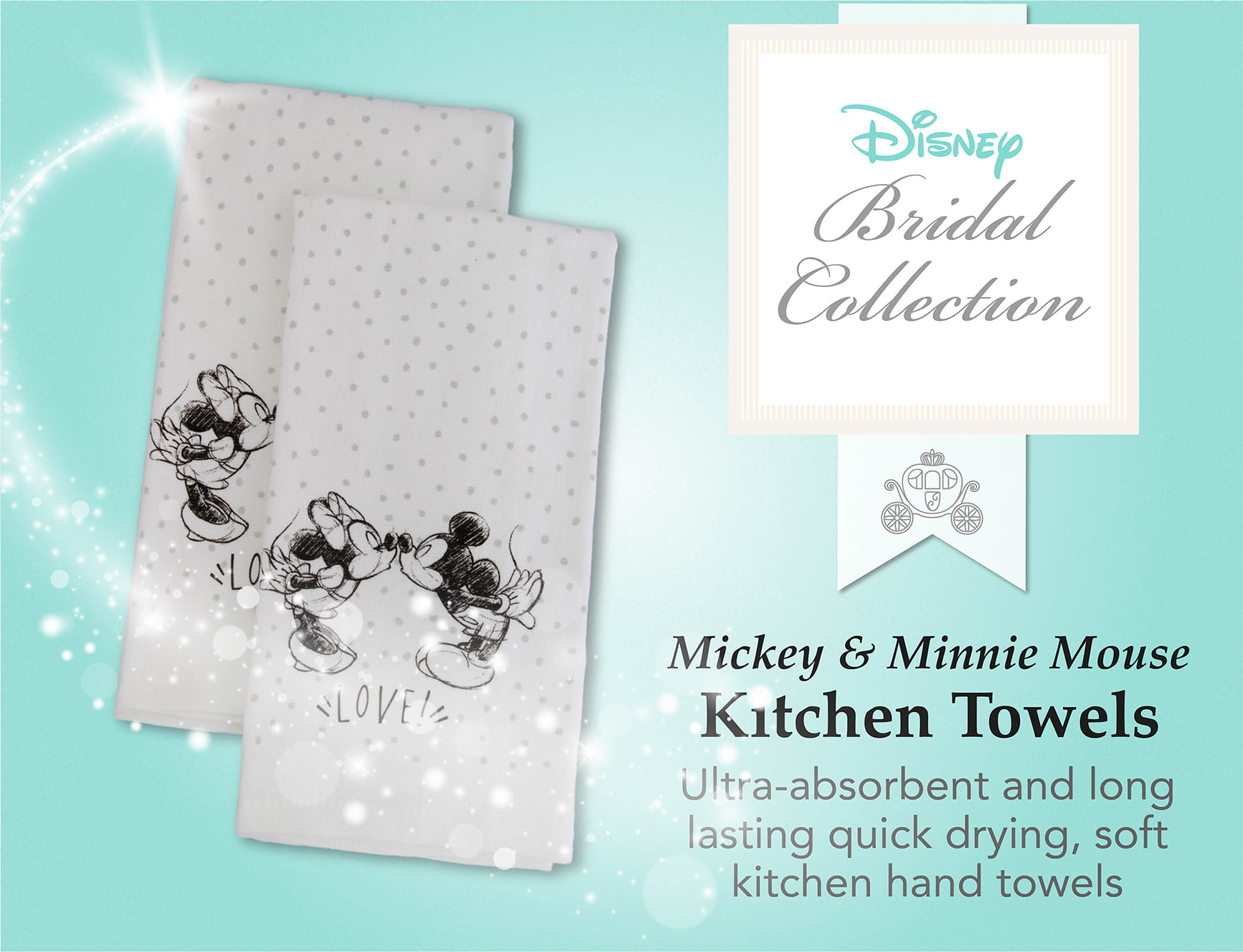 DISNEY MICKEY & MINNIE SPRING Kitchen Towel Set 2 Pk 16 x 26 HELLO SPRING