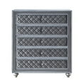 thumbnail image 2 of Benjara Rall 49 Inch Tall 5 Drawer Dresser Chest, Crystal Knobs, Smooth Gray Velvet, 2 of 5