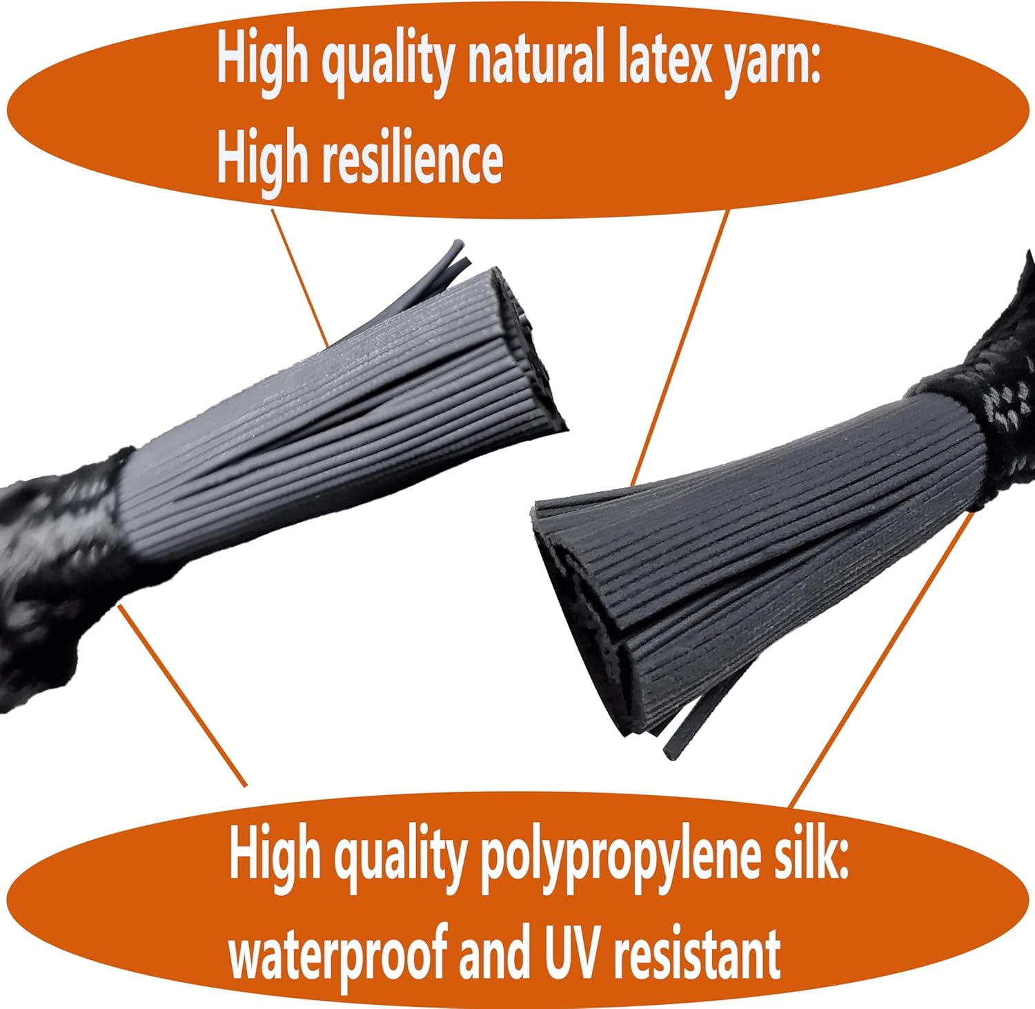 50-Piece Ball Bungee Cord (Black, 4"), UV Resistant, Antioxidant, Secure Tie Down