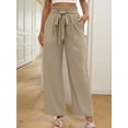 thumbnail image 2 of SANOPY Womens Wide Leg Palazzo Pants Belted High Waisted Business Casual Flowy Long Trousers with Pockets, 2 of 4