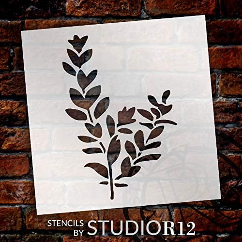 Small Leaf Sprig Stencil by StudioR12 Simple Rustic Nature Garden Gift