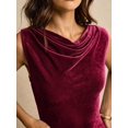 thumbnail image 5 of Burgundy Velvet Sleeveless Maxi Dress With Draped Cowl Neckline Elegant Evening Gown, 5 of 8