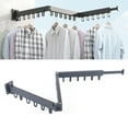 thumbnail image 3 of 45in Tri-fold Clothes Hanger Drying Rack Foldable Wall Mounted Shelf 360° Rotating Clothes Drying Rack Space Saving for Balcony, Laundry, Bathroom, Closet, Dark Grey, 3 of 16
