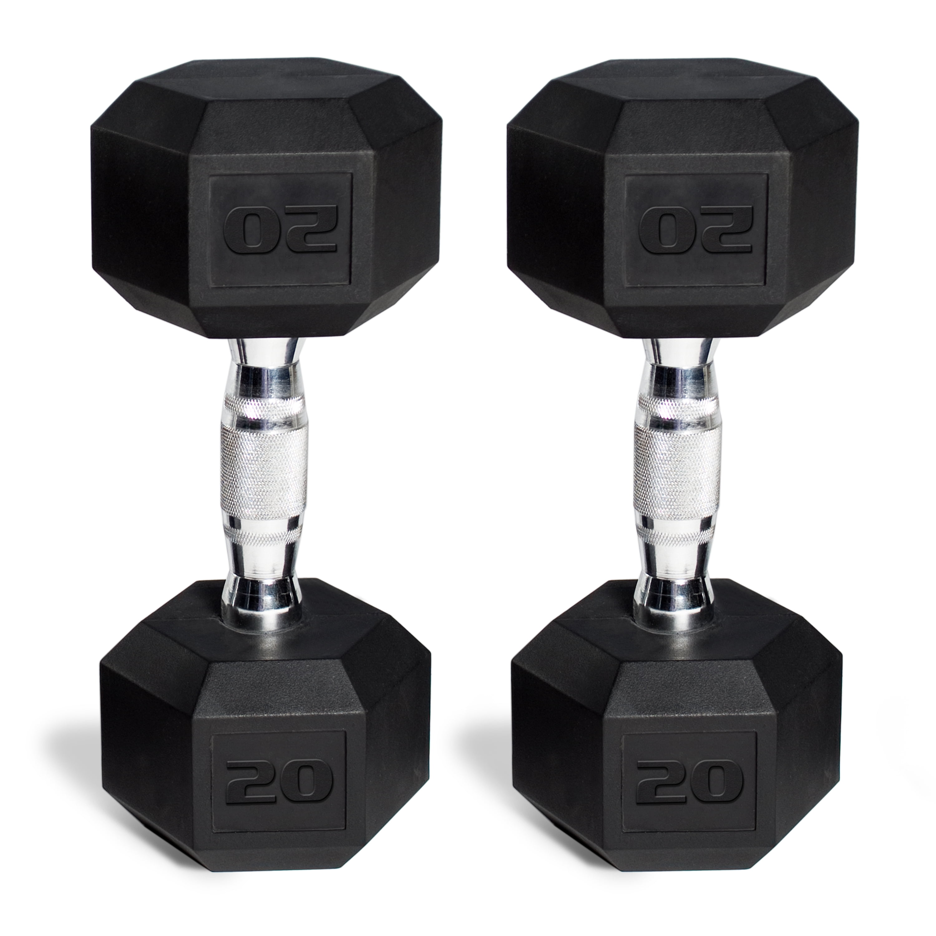 CAP 50 lb Rubber Hex Dumbbell Weight Set, Includes 2 x 5lb, 2 x 20lb Dumbbells