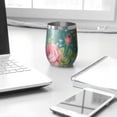 thumbnail image 3 of 12oz Stemless Wine Tumblers Pioneer Flower Vacuum Insulated Stainless Steel Travel Tumbler Cups Mug with Lid and Straw for Champaign,Cocktail,Beer with Cleaning Brush, 3 of 5