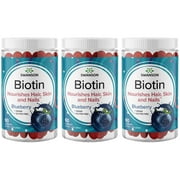 Swanson Biotin Gummies - Blueberry 2,500 mcg 60 Gummies 3 Pack