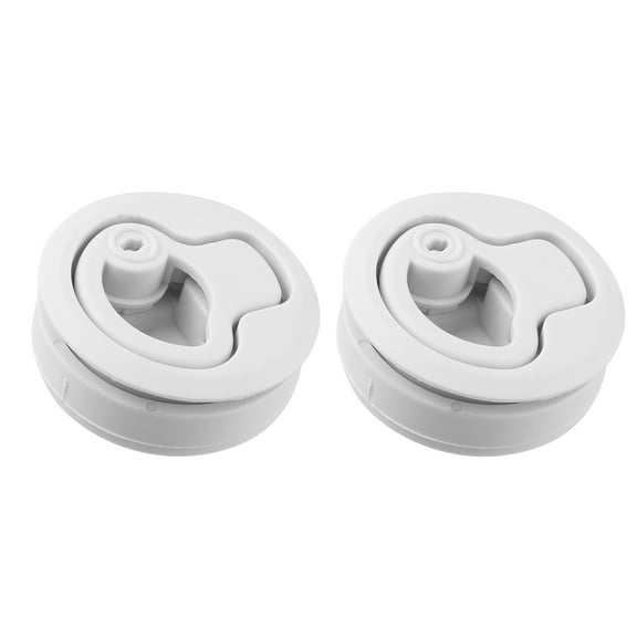 2pcs Round Flush Pull Slam Latch Hatch Lift Deck Hatch Door Lock with Keys for White Replacement for RV Marine Boat Trailer