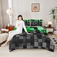 thumbnail image 4 of Homewish Black Green Plaid 3 Pieces Queen Comforter Set For Female Men Adults,Abstract Geometric Buffalo Ultra Soft Bedding Sets,Futuristic Cubes Bedding Comforter Set,Microfiber Bedroom Decor, 4 of 8