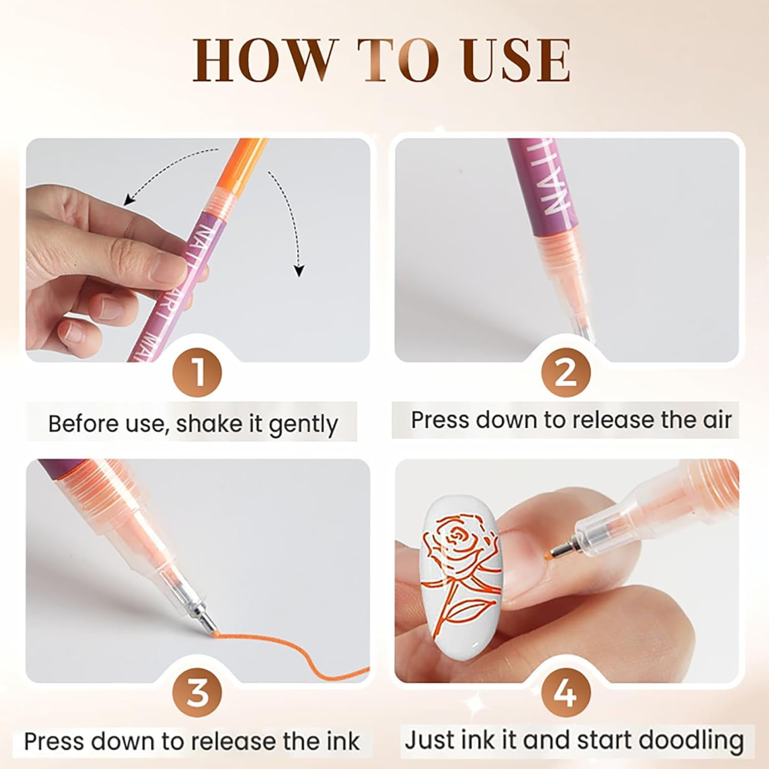 12 Colors Nail Art Pens Set, 3D Nail Art Markers for Kids and Adults, Quick-Dry Waterproof Nail Polish Pens for Drawing Painting and DIY Nail Design