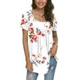 thumbnail image 1 of CATHY Women's 2022 Summer Short Sleeve Pleated Blouse Loose Flowy Tunic Top, 1 of 5