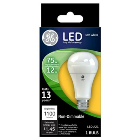 GE LED 12W (75W EQUIVALENT) SOFT WHITE A21 NON DIMMABLE 1-COUNT