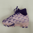 thumbnail image 2 of PatPat Kids Soccer Cleats–Youth High Top Outdoor Firm Ground and Turf Football Training Shoes for Big Kid,Pink/Purple Size 5, 2 of 6