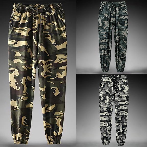 Kcolen Men Casual Pants Men's Cargo Joggers Outdoor Adventure Elastic Waist Athletic Casual Trousers with and Utility Pockets