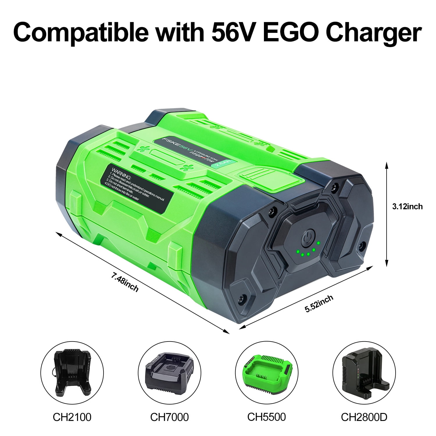 FSKE Replacement for EGO 56V Battery BA1400 BA2800, 56 Volt 2.6Ah Batteries Lighter Than 5AH (Easy to Carry, and not Tiring)