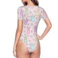 thumbnail image 4 of Naloa Colorful Bunny Women's Short-Sleeved Onesie, One-Piece Swimsuit for Parties, dates, clubs - Small, 4 of 9